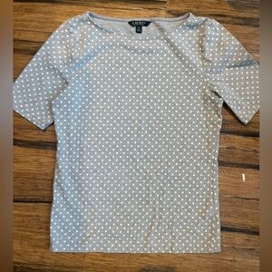 Lauren Ralph Lauren Gray Top with White Dots